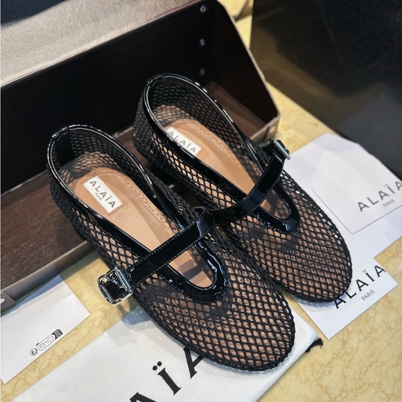Alaia Shoes - Alaia Black Mesh Flats